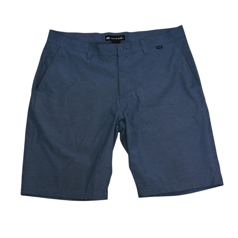 TravisMathew Men’s Golf Shorts Size 36 Blue Striped Flat Front Performance’s